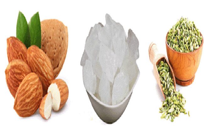बादाम, मिश्री एवं सौंफ का उपयोग