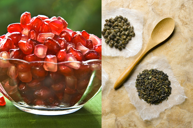 Pomegranate and green tea facemask