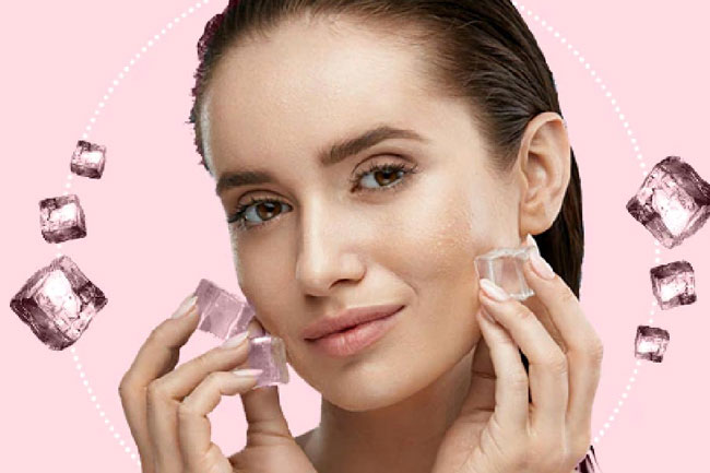 4. बर्फ का टुकड़ा चेहरे पर लगाएं