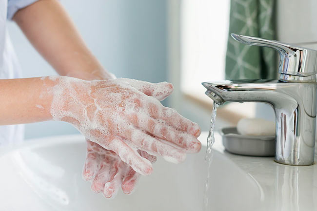 Soap and warm water