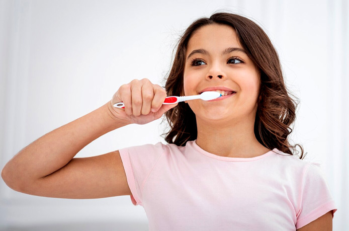 teeth brushing with ash