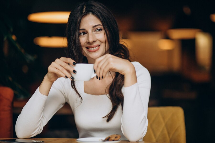 drinking coffee