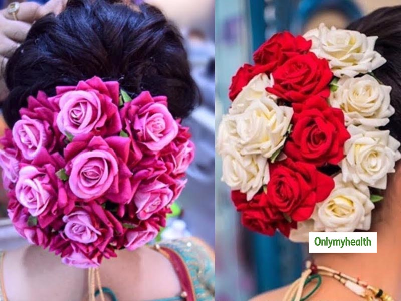 fantastic red rose bun hairstyle for bridal - YouTube