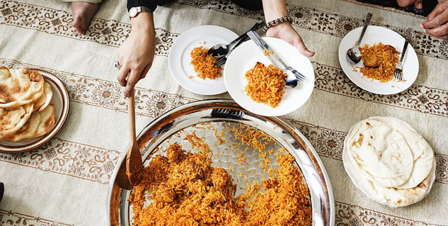 eating and sitting on floor