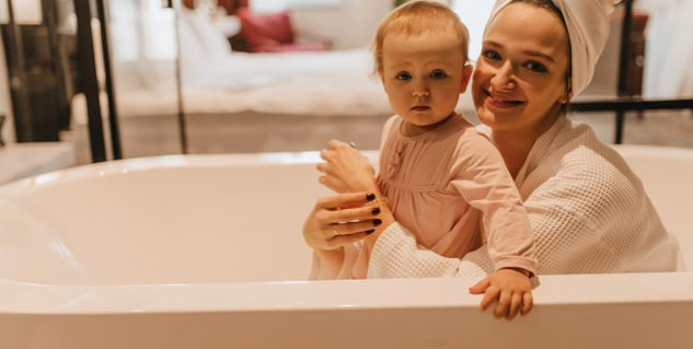 bathing early in morning