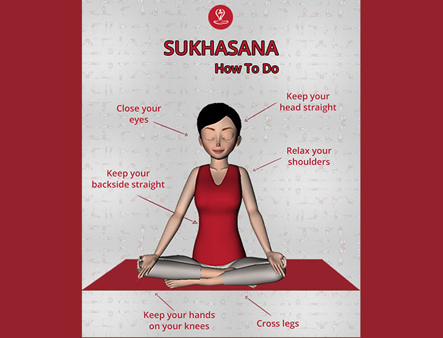 Sukhasana. Easy Pose. Young slender woman does yoga and meditates. Girl  practices pranayama. Stock Photo | Adobe Stock