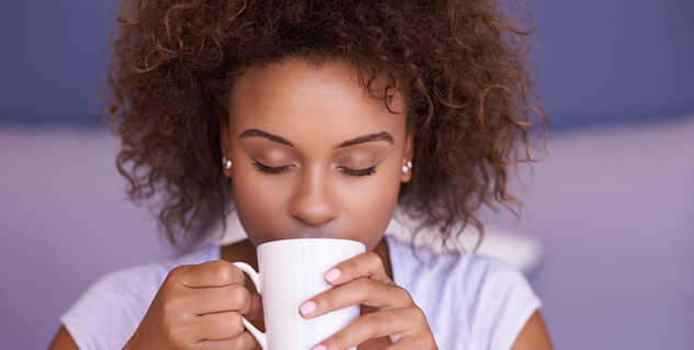 drinking coffee