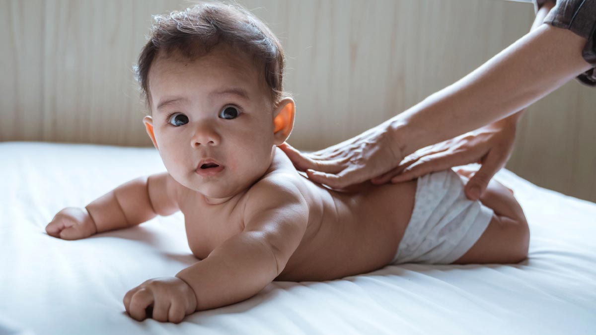 baby massage in winters 