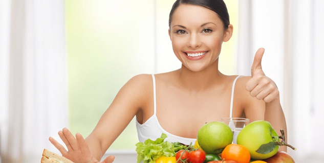 women eat healthy foods
