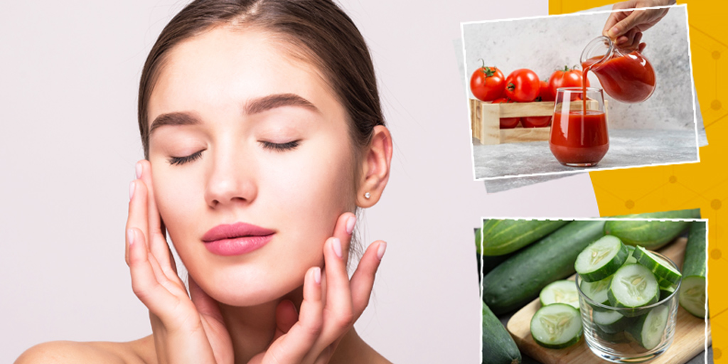 स्किन पर खीरा और टमाटर का रस लगाने के फायदे Cucumber Tomato Juice