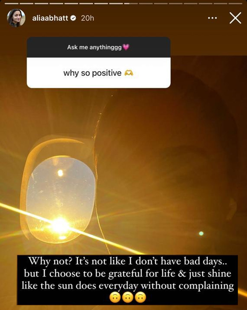 Alia Bhatt Mantra For Staying Positive