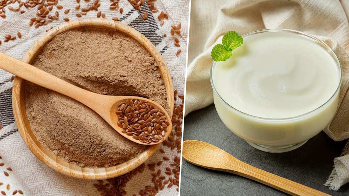 flax seeds with curd for hair