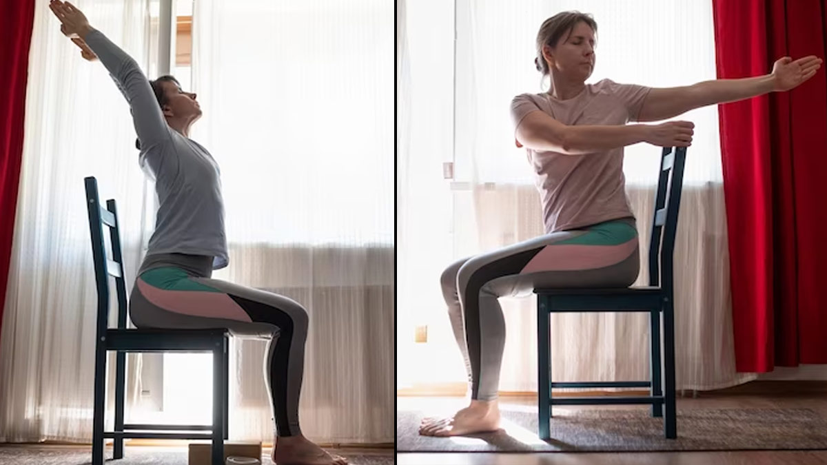 Effective chair yoga poses for tight shoulders, neck and back