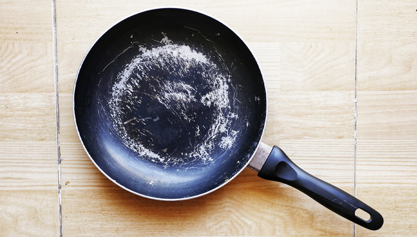 scratched pan