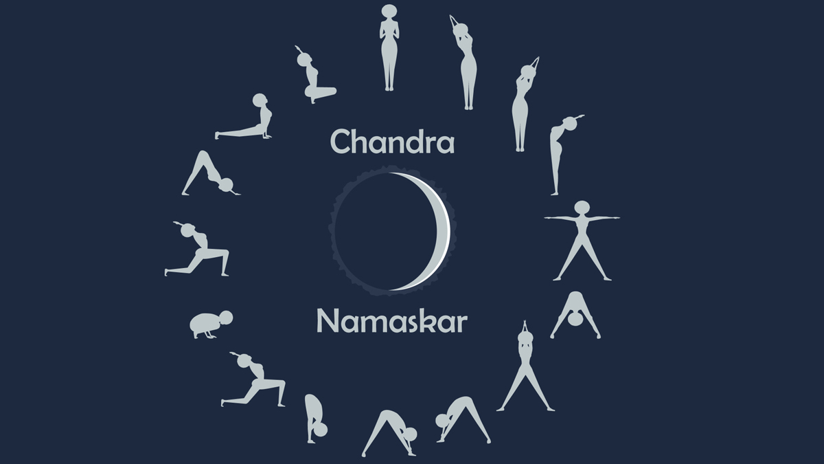 Chandra namaskar yoga. Moon salutation isolated. Vector iilustration  2991432 Vector Art at Vecteezy