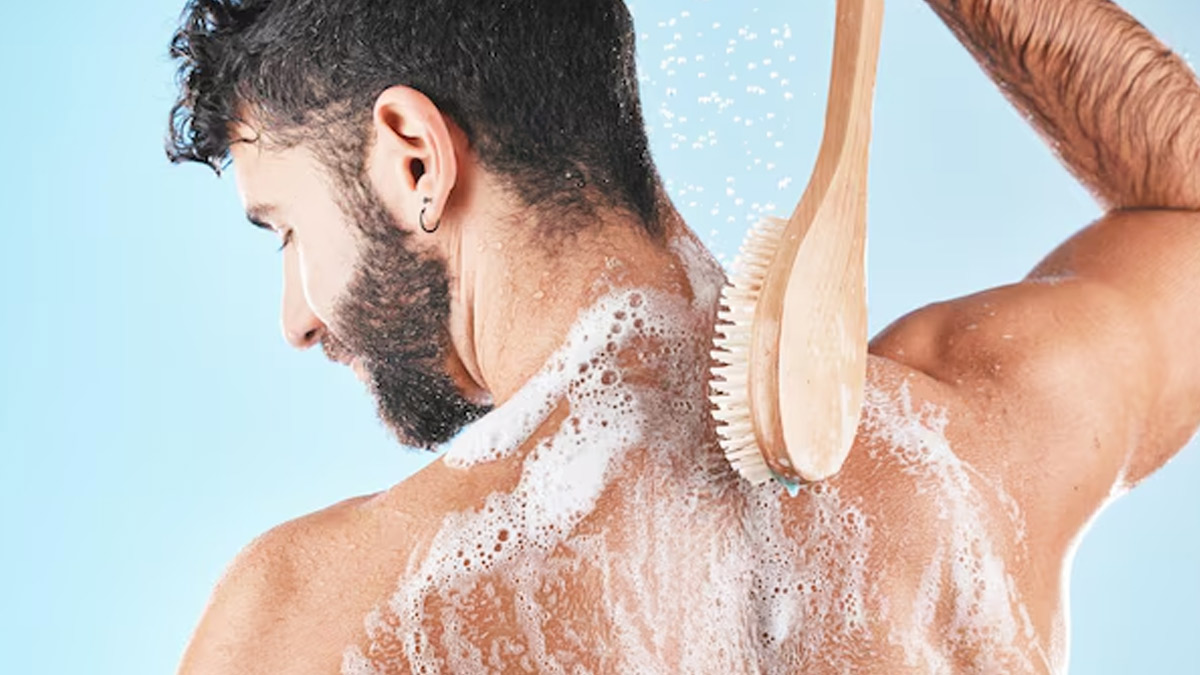 man-showering