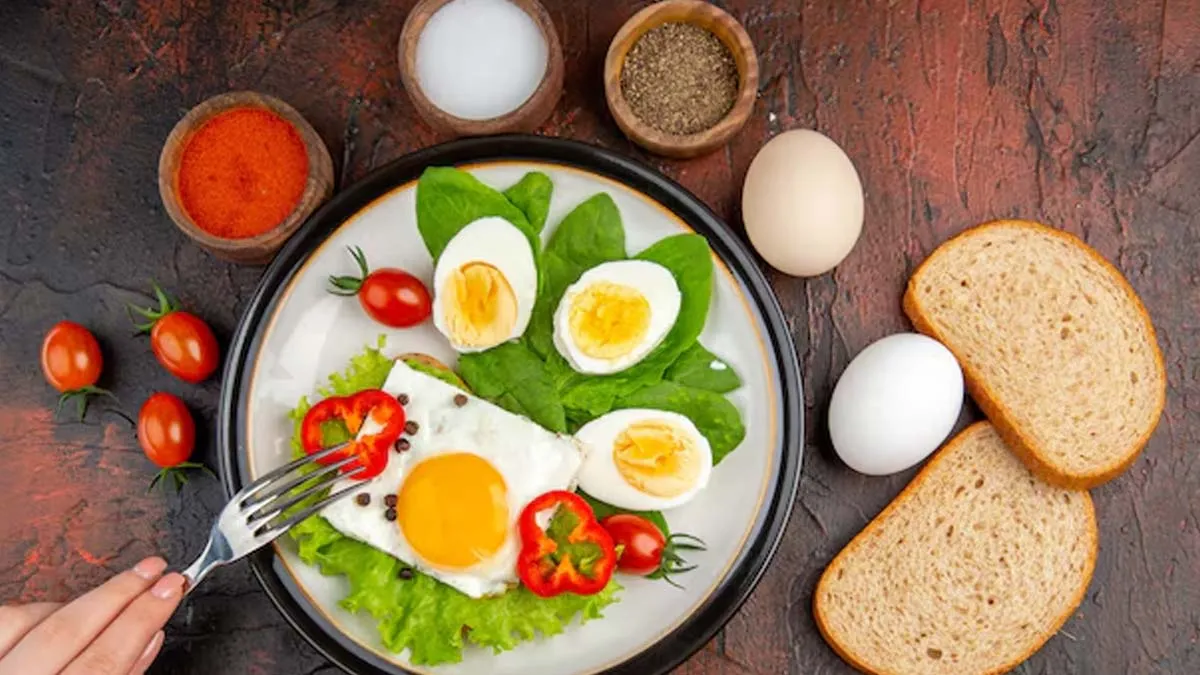 raw boiled fried eggs 1