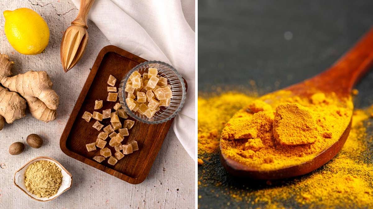 health benefits of eating turmeric dry ginger powder and jaggery in hindi 01