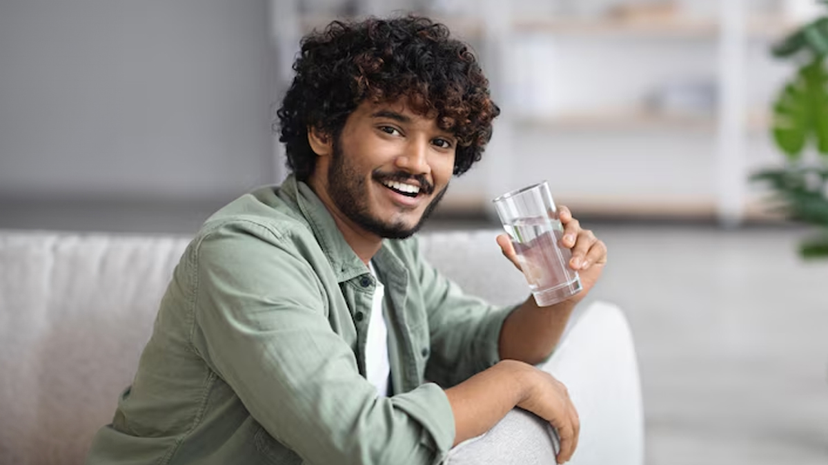 drinking purified water