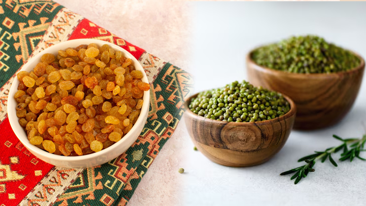 Benefits of eating soaked moong and raisins