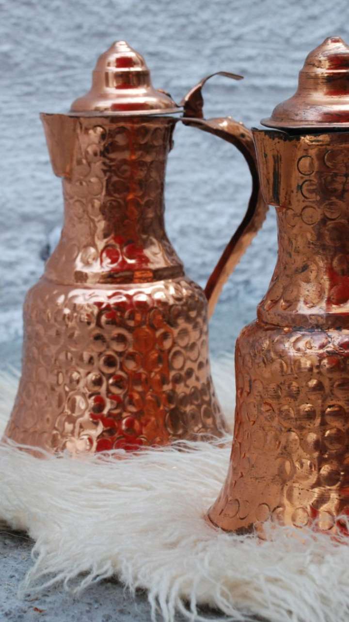 cute copper water pitcher with 6